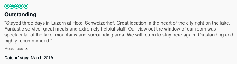 text of review for hotel Schweizerhof Luzern with top-class restaurants unforgettable wedding location