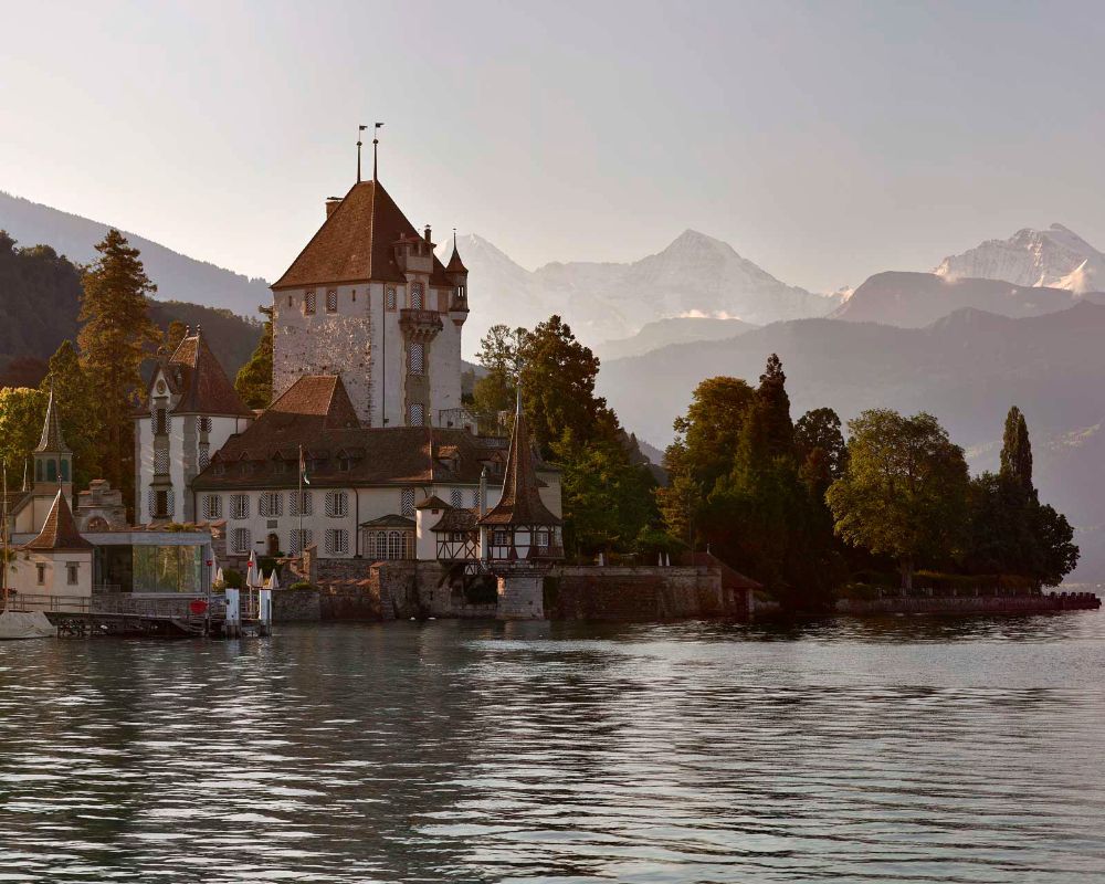 Oberhofen castle view from water