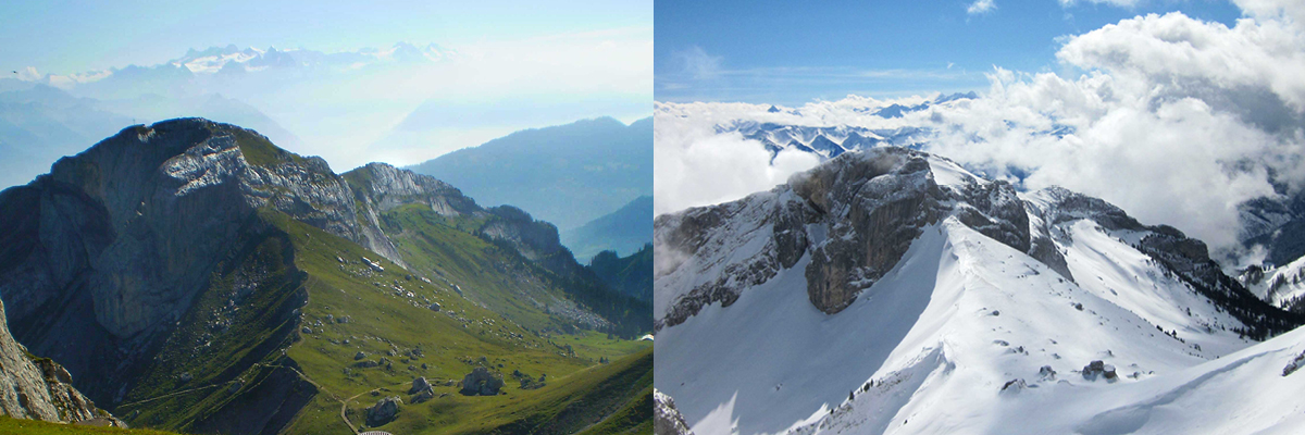 Mount Pilatus: winter vs summer